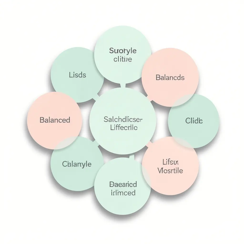 Connected circles in calming colors representing balanced lifestyle elements